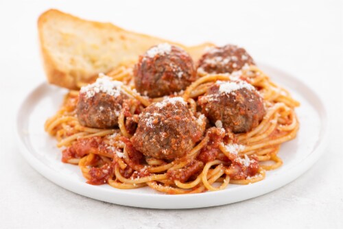 Home Chef Value Kit Spaghetti and Beef Meatballs with Garlic Bread Perspective: top