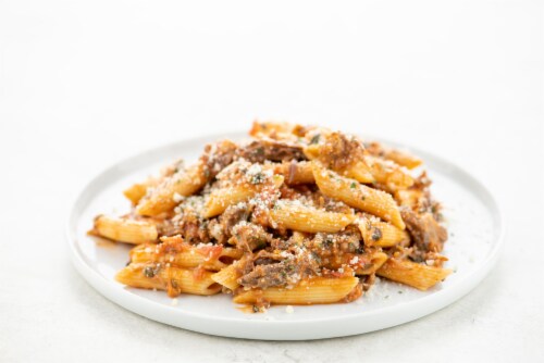 Home Chef Three Cheese Penne with Meat Sauce Perspective: top