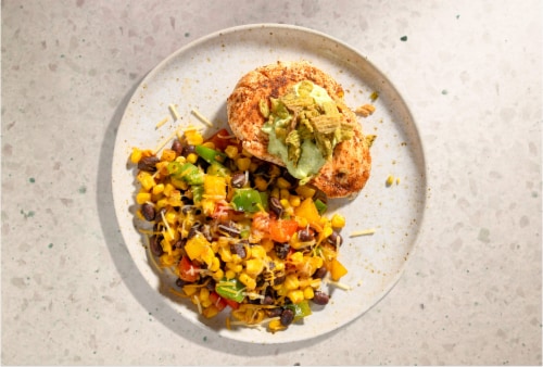 Home Chef® Oven Kit Creamy Avocado Chicken with Black Bean and Bell Pepper Succotash Perspective: top