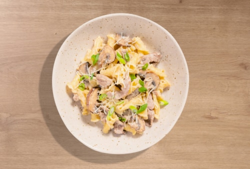 Home Chef® Meal Kit Beefy Swiss Fondue Campanelle with Mushrooms Perspective: top
