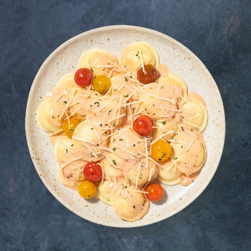 Home Chef Heat And Eat Culinary Collection Four Cheese Ravioli with Creamy Lobster Sauce Perspective: top