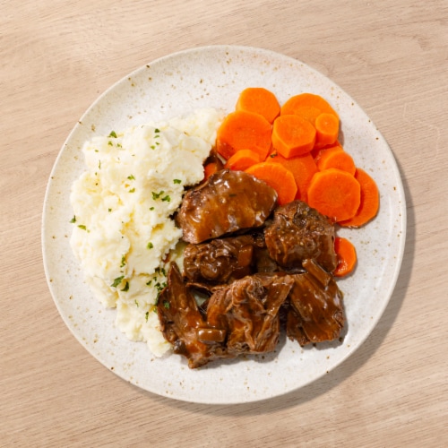 Home Chef Heat And Eat Sunday Braised Beef with Mashed Potatoes Perspective: top