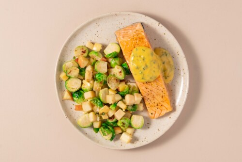 Home Chef Meal Kit Simple & Nutritious Honey Mustard Salmon Perspective: top