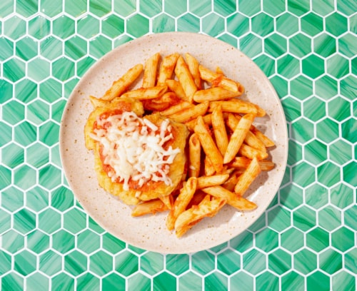 Home Chef Heat And Eat Breaded Chicken With Penne Marinara Perspective: top