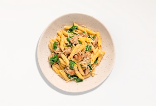 Home Chef Italian Sausage And Portobello Penne Oven Kit Perspective: top