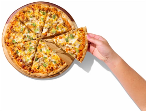 Home Chef Ready to Bake Cheeseburger Fresh Pizza Perspective: top