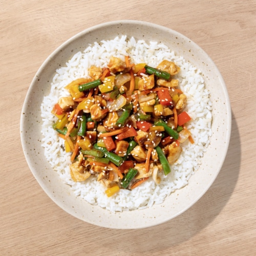Home Chef Heat And Eat Chicken And Rice With Teriyaki Sauce Perspective: top