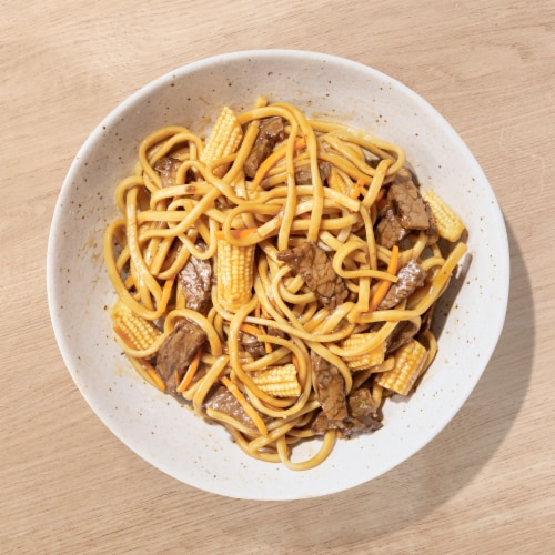 Home Chef Heat And Eat Teriyaki Flavored Beef With Udon Noodles Perspective: top