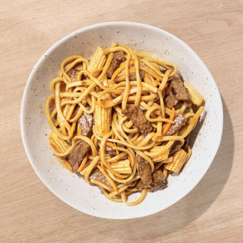 Home Chef Heat And Eat Teriyaki Flavored Beef With Udon Noodles Perspective: top