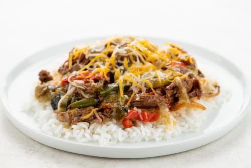 Home Chef Heat & Eat Beef Barbacoa Rice Bowl Perspective: top