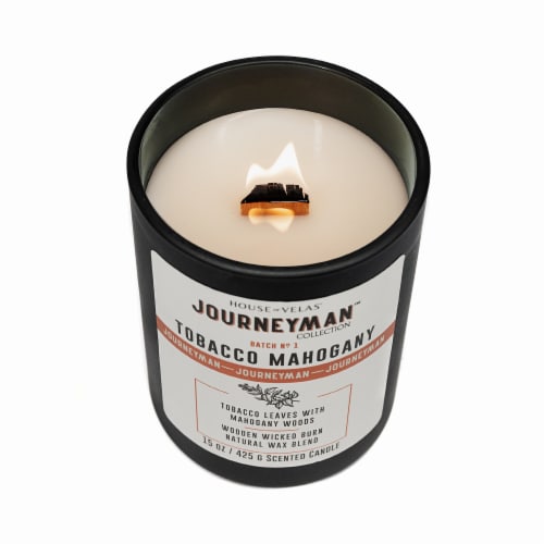 House of Velas® Journeyman™ Tobacco Mahogany Jar Candle Perspective: top
