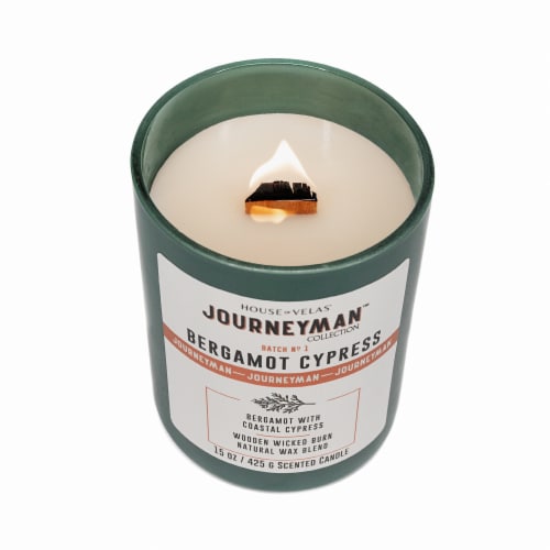 House of Velas® Journeyman™ Bergamot Cypress Scent Jar Candle Perspective: top