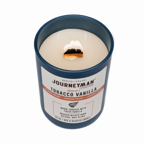 House of Velas® Journeyman™ Tobacco Vanilla Scent Jar Candle Perspective: top