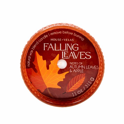 House of Velas Harvest Jar Candle Falling Leaves Perspective: top