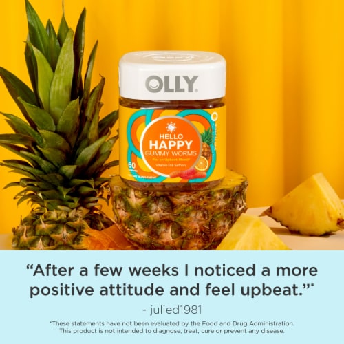 Olly® Hello Happy Gummy Worms Dietary Supplement Perspective: top
