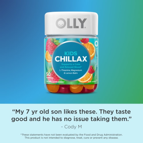 OLLY Kids Chillax Sherbet Flavor Gummy Supplement Magnesium and L-Theanine Perspective: top