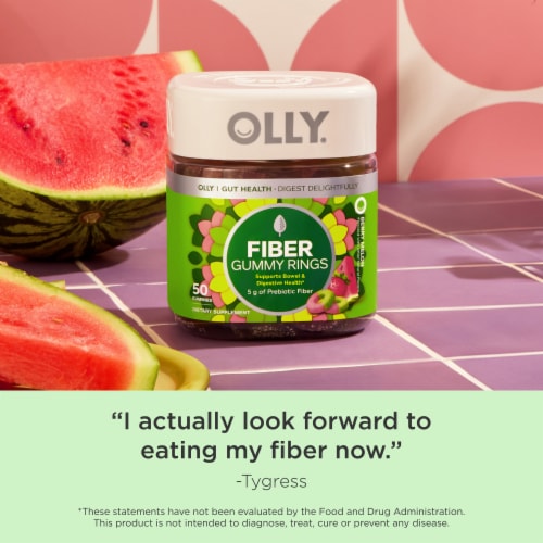OLLY Fiber Rings Berry Melon Flavor Gummy Supplement Fructooligosaccharides 5mg Perspective: top