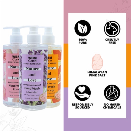Liquid Hand Soap, 13.5 Oz/Each (Rose, Blood Orange, Lavender) Gentle on Your Skin, Pack of 3 Perspective: top