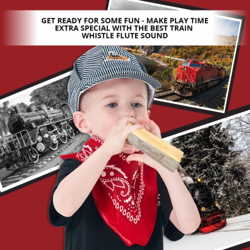 NORTHLANDZ Wooden Train Whistles for Kids, 4 Tone Party Noisemakers Toy for Gift Perspective: top