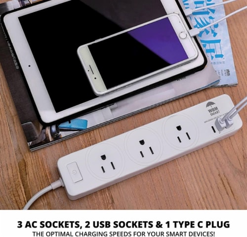 Extension Cord Socket 5.9 ft, Surge Protector Power Strip with 2 USB – 2 PCS Perspective: top