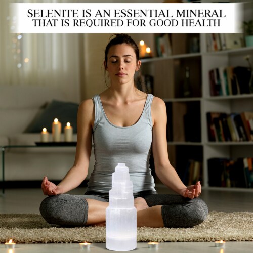 NORTHLANDZ Selenite Crystal Tower, 10cm Natural Healing and Meditation Crystals - White Perspective: top