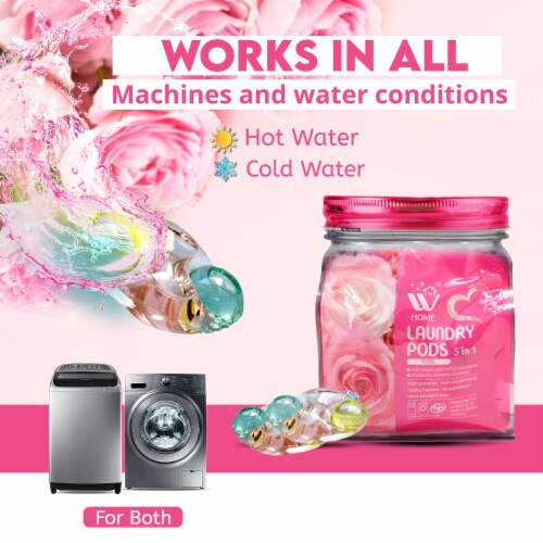 W Home 5 in 1 Laundry Pods with Rose Scent, 32 Count Each - Pack of 6 Perspective: top