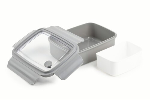 Core Home Bento Box Food Container with Removable Tray - Pewter Perspective: top