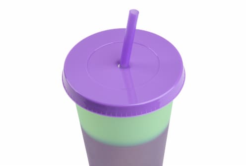 Manna™ 6 Color Changing Tumblers with Straws Perspective: top