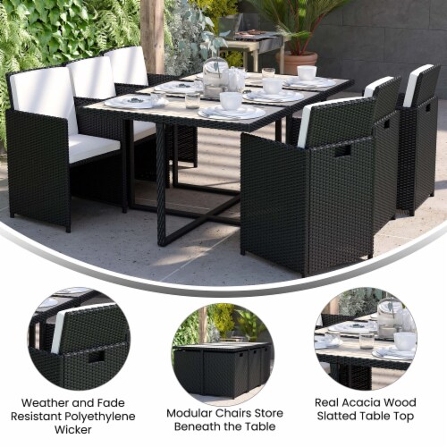 Black wicker outdoor dining set clearance