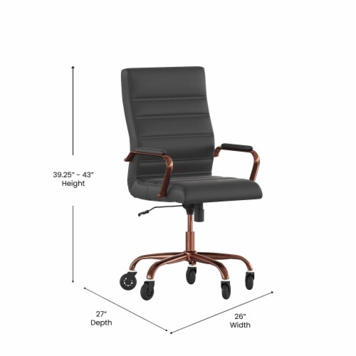 Whitney High Back Black LeatherSoft Executive Swivel Office Chair with Rose Gold Frame Ar 1 Smith s Food and Drug
