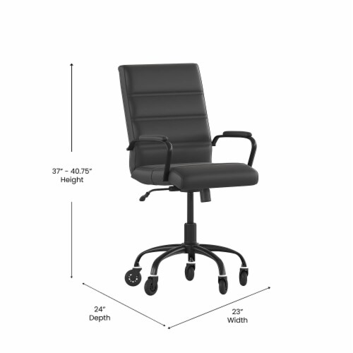 Camilia Mid-Back Black LeatherSoft Executive Swivel Office Chair with Chrome Frame, Arms, Perspective: top
