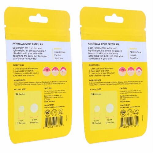 Avarelle Acne Spot Pimple Patch AM 24 Round Patches 2 Pack Perspective: top