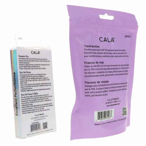 CALA Tweezer Duo Mint & Silicone Travel Bottles Mint Combo Pack Perspective: top