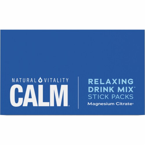 Natural Vitality CALM Magnesium Citrate Relaxing Drink Mix 30 Stick Packets Perspective: top