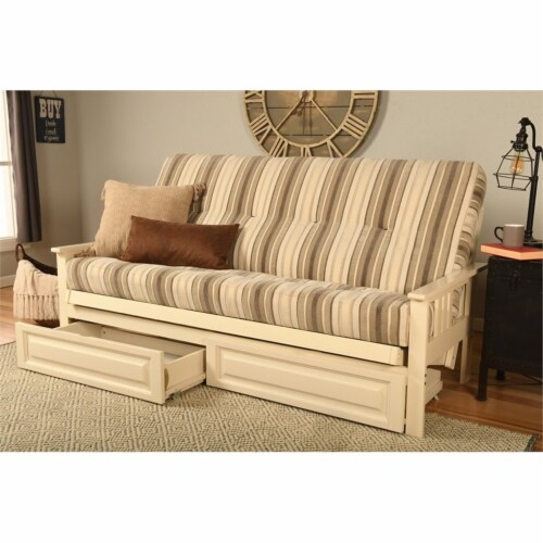Kodiak Furniture Monterey White Storage Wood Futon with Parma Gray