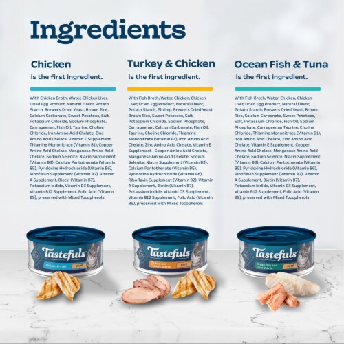 Blue Buffalo Tastefuls Wet Cat Food Pate Variety Pack 5.5 oz Cans, 12 Count Perspective: top