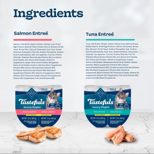 Blue Buffalo Tastefuls Savory Singles Natural Wet Cat Food Cuts in Gravy Salmon & Tuna Perspective: top
