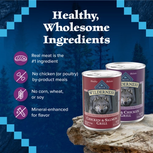 Blue Buffalo Wilderness High Protein Beef and Chicken & Salmon and Chicken Adult Wet Dog Food Perspective: top