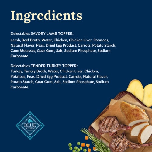 Blue Buffalo Delectables Natural Wet Dog Food Toppers Variety Pack Lamb & Turkey Dinner Perspective: top