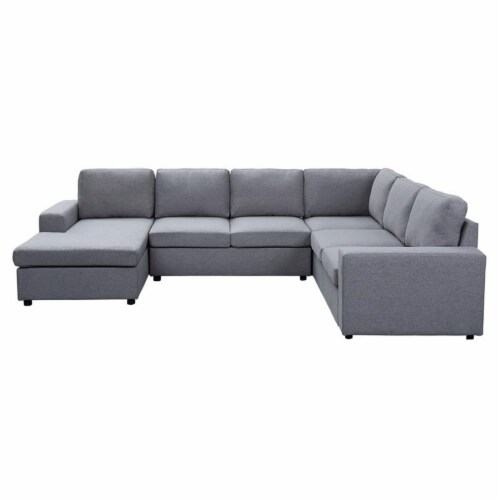 Dakota Light Gray Linen 6 Seat Reversible Modular Sectional Sofa