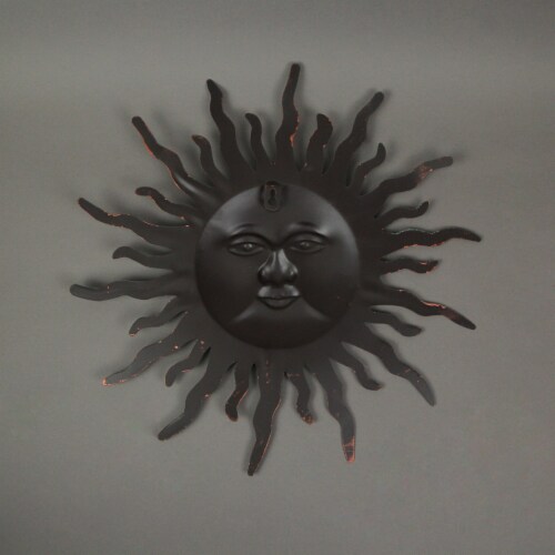 Copper and Gold Tone 16 Inch Diameter Metal Sun Wall Plaque Perspective: top