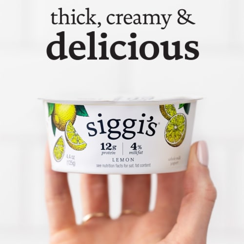 siggi’s Lemon Icelandic-Style Whole Milk Yogurt, 4.4 oz Perspective: top