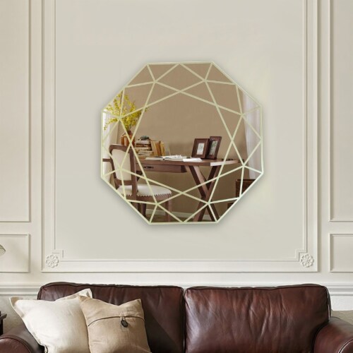 CHLOE's Reflection Contemporary-Style Octagon Golden Finish Wall Mirror 30 Tall Perspective: top