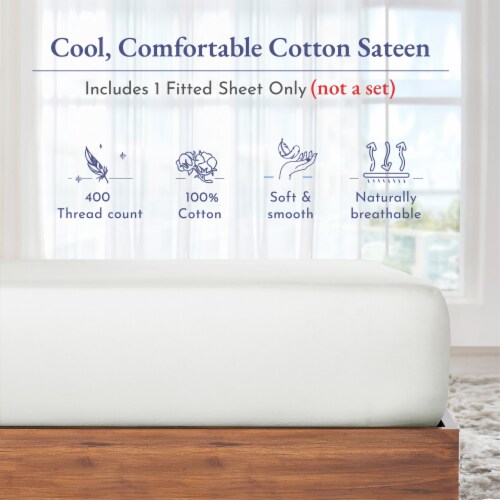 California Design Den - Deep Pocket Fitted Sheet Only, 400 Thread Count 100% Cotton - Full Perspective: top