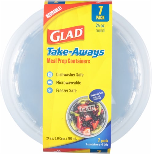 Glad Round Plastic Containers with Lids - 7 Pack, 24 oz - Harris Teeter