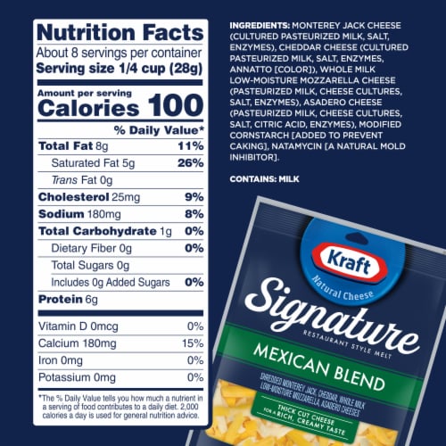 Kraft Signature Restaurant Style Melt Mexican Blend Cheese 8 oz Perspective: top