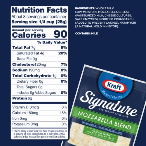 Kraft Signature Restaurant Style Melt Mozzarella Blend Shredded Cheese 8 oz Perspective: top