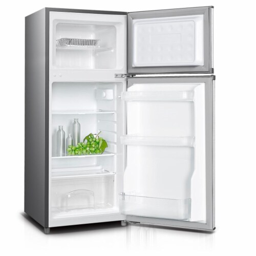 Impecca 4.5 Cu. Ft. Double-Door Refrigerators, Stainless Steel Perspective: top