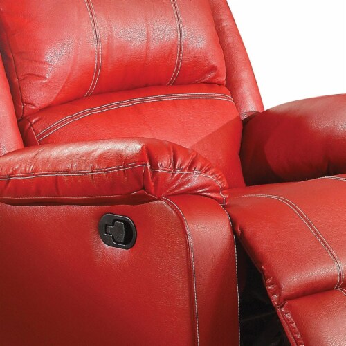 Leather Rocker Recliner Chair, Red- Saltoro Sherpi Perspective: top
