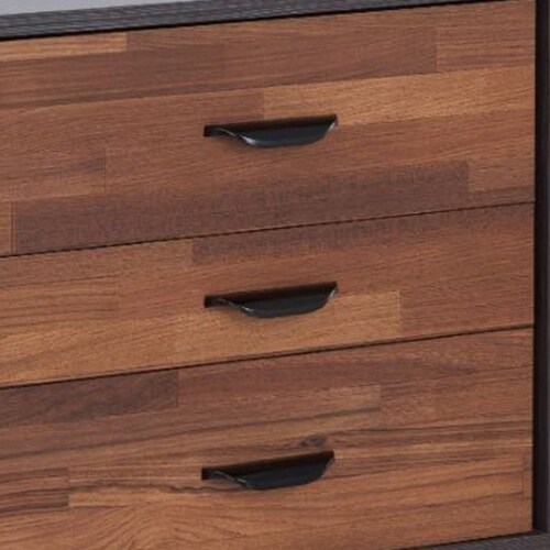 ACME Eloy Wooden Nightstand with 3 Storage Drawers in Walnut and Espresso Perspective: top